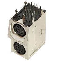 Mini Din Connectors, Stacked,  w/Front Panel Ground, Fully Shielded 6/6, PC99 or Black Insulator