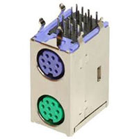 Mini Din Connector, Stacked, Fully Shielded 4/4, 6/6, 8/8, PC99 or Black Insulator