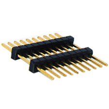 Unshrouded Male Header, 2.54mm Pitch, Through Hole, Single Row, Vertical, Double Insulator, w/ Retention PCB Tail