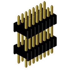Unshrouded Male Header, 1.27mm Pitch, Through Hole, Double Row, Vertical, Double Insulator, 2.54mm Row to Row
