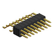 Pin Header, 0.8mm x 1.2mm, Dual Row 02-100 Contacts,  Single Insulator, Right Angle; Surface Mount