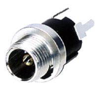 DC Power Jack, Straight, PC Mount, All Metal, w/Threads, 2.0, 2.5mm Pin Diameter