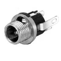 DC Power Jack, Straight, Panel Mount, All Metal, w/Threads, 2.0, 2.5mm Pin Diameter