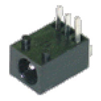 DC Power Jack, Right Angle, Thru Hole, Symmetrical Body, Solder Tail, 1.3mm Pin Diameter