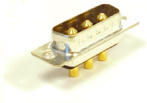 Combo Power + Signal D-Sub Connector, Vertical Mount, Male Signal, Female Power Contact