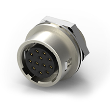 Circular Quick Lock Connector (Push / Pull Type), Size 10, Receptacle, Panel Mount, Solder Cup Termination