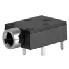 Audio Jack, 3.5 mm; Right Angle ;11.5 mm Width, 6.0mm Height, 14 mm  Length;Thru Hole ;  Non Threaded Bushings; Black Cover