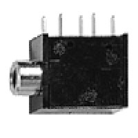 Stereo Jack 3.5mm, 12.3mm High, 8.1mm Wide,  All Metal Bushing  w/o Threads; All Black Cover