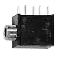 Stereo Jack 3.5mm, 12.3mm High, 8.1mm Wide,  All Metal Bushing  w/ M6.0-0.5 Threads; Black Cover