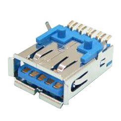 USB 3.0 Connector, A Type, Female, 9 Position, Surface Mount, Open Back, Kinked PCB Retention Tails