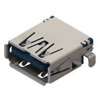 USB 3.0 Connector, A Type, Female, 9 Position, Surface Mount,   Mid- Mount (3.5mm Offset) Closed Back, Kinked PCB Retention Tails