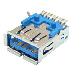 USB 3.0 Connector, A Type, Female, 9 Position, Surface Mount, Closed Back, Kinked PCB Retention Tails