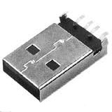 USB Connector, Type A Male Plug, Surface Mount, 3.12 mm Offset, Kinked Rear Leg with Center Hole
