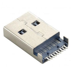 USB 3.0 Connector, Male Plug, 9 Position, Right Angle, Surface Mount, 1.8mm Offset