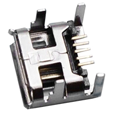 Micro USB Type B , 5 Position, Female , Horizontal Surface Mount, PC Tail w/ (4) Thru Hole Shell Mounting Pegs