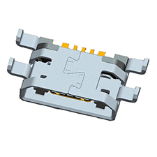 Micro USB Type B Receptacle, 5 Position, Surface Mount, Mid Mount with Thru Hole Shell Tabs