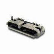 Micro USB, 10 Position, Receptacle, Surface Mount,  USB 3.0, Right Angle, Type AB, With Thru Hole Mounting Peg