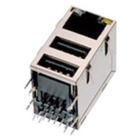 Combo Jack, RJ45 and Dual USB, Shielded w/ EMI Tabs & LEDs