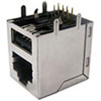 Combo Jack; RJ45 and (1) USB, Shielded, No LED, w/out EMI Tabs