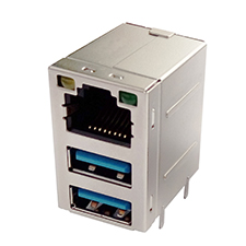 Combo Jack; RJ45 and (2) USB 3.0, Shielded, With LEDs