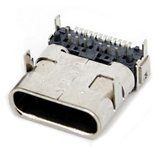 USB 3.1 Receptacle, Type C, Combo Thru Hole & Surface Mount Contacts, Thru Hole Shell Legs, 1.2mm or 1.6mm PC Tail