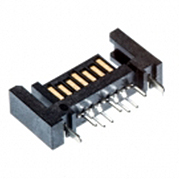 SATA, 7 Pin, Male, Vertical, Offset Mounting, Thru Hole, Shielded