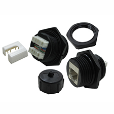 RJ45, Panel Mount Coupler, CAT 5e with Keystone Jack Rear Termination, IP67, With Dust Cap