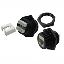 RJ45, Panel Mount Coupler, CAT 5e with Keystone Jack Rear Termination, IP67, Without Dust Cap